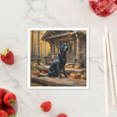 Zwarte Labrador Retriever Log Cabin Herfst Servet (Insitu)