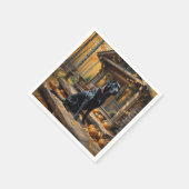 Zwarte Labrador Retriever Log Cabin Herfst Servet (Hoek)