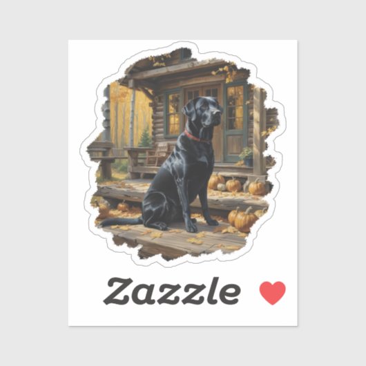 Zwarte Labrador Retriever Log Cabin Herfst Sticker (Vel)