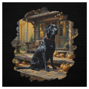 Zwarte Labrador Retriever Log Cabin Herfst Stof