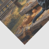 Zwarte Labrador Retriever Log Cabin Herfst Tissuepapier (Detail)