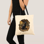 Zwarte Labrador Retriever Log Cabin Herfst Tote Bag (Voorkant (product))
