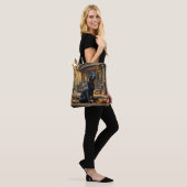 Zwarte Labrador Retriever Log Cabin Herfst Tote Bag (Op model)