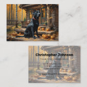 Zwarte Labrador Retriever Log Cabin Herfst Visitekaartje (Voorkant / Achterkant)