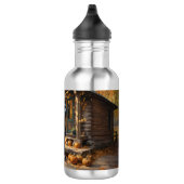 Zwarte Labrador Retriever Log Cabin Herfst Waterfles (Rechts)