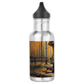 Zwarte Labrador Retriever Log Cabin Herfst Waterfles (Links)