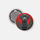 Zwarte Labrador Retriever met Kerstbomen Magneet (Voorkant / Achterkant)