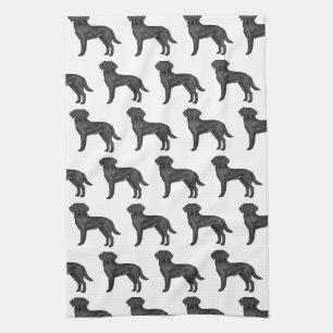 Zwarte Labrador Retriever Mooie Cartoonhond Patroo Theedoek