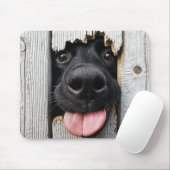 Zwarte Labrador Retriever neus in houten gat Muismat (Met muis)