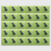 Zwarte Labrador Retriever Op Gras Cadeaupapier (Vlak)