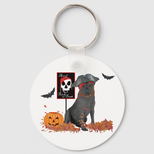 Zwarte Labrador Retriever Piraat Sleutelhanger (Voorkant)