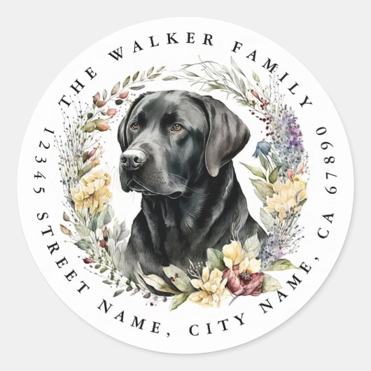 Zwarte Labrador Retriever Ronde Stickers (Voorkant)