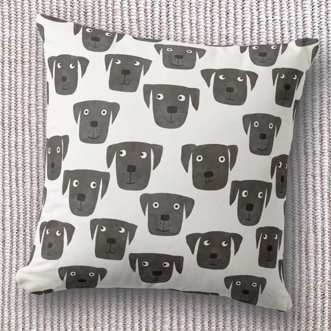 Zwarte Labrador Retriever Schattig Kussen (Creator heeft geüpload)