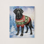 Zwarte Labrador Retriever Schattige Christmas Dog Legpuzzel (Verticaal)