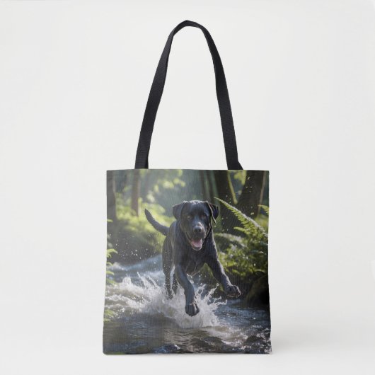 Zwarte Labrador Retriever Schouder Canvas tas (Voorkant)