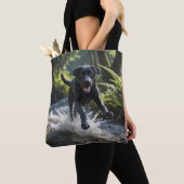 Zwarte Labrador Retriever Schouder Canvas tas (Dichtbij)
