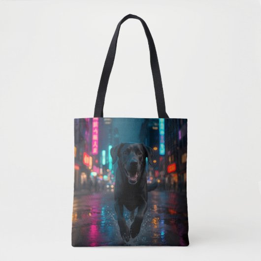 Zwarte Labrador Retriever Schouder Canvas tas (Voorkant)
