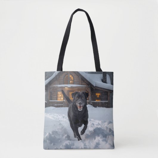 Zwarte Labrador Retriever Schouder Canvas tas (Voorkant)
