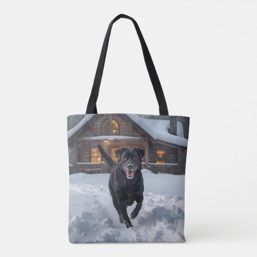Zwarte Labrador Retriever Schouder Canvas tas (Achterkant)