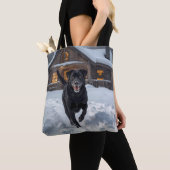 Zwarte Labrador Retriever Schouder Canvas tas (Dichtbij)