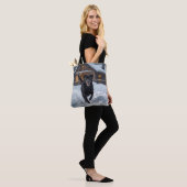 Zwarte Labrador Retriever Schouder Canvas tas (Op model)
