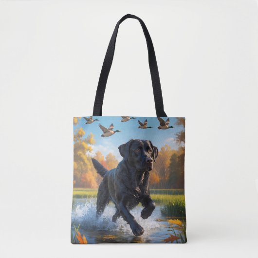 Zwarte Labrador Retriever Schouder Canvas tas (Voorkant)