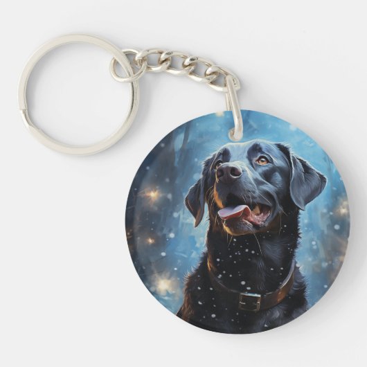 Zwarte Labrador Retriever Sleutelhanger (Voorkant)