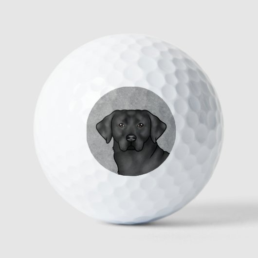 Zwarte Labrador Retriever Tekening Cartoon Dog Hea Golfballen (Voorkant)
