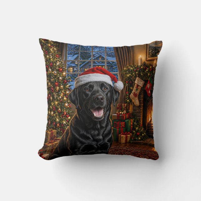 Zwarte Labrador Retriever Vakantie  Kussen (Voorkant)
