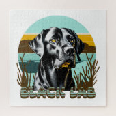 Zwarte Labrador Retriever Vintage Tekst Legpuzzel (Verticaal)