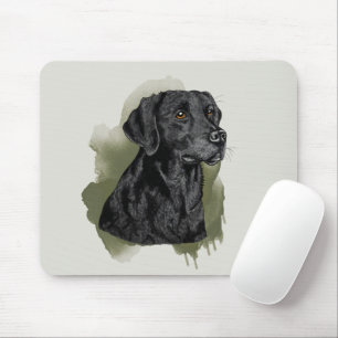 Zwarte Labrador Retriever Watercolor Hond Op Groen Muismat