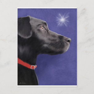 Zwarte Labrador Retriever - Wens bij een Ster Feestdagenkaart