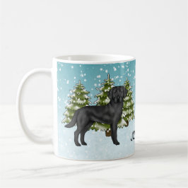 Zwarte Labrador Retriever Winterwoud Aangepaste Na Koffiemok