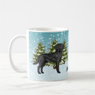 Zwarte Labrador Retriever Winterwoud Aangepaste Na Koffiemok