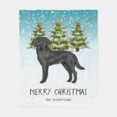 Zwarte Labrador Retriever Winterwoud Aangepaste Te Fleece Deken (Voorkant)