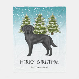 Zwarte Labrador Retriever Winterwoud Aangepaste Te Fleece Deken