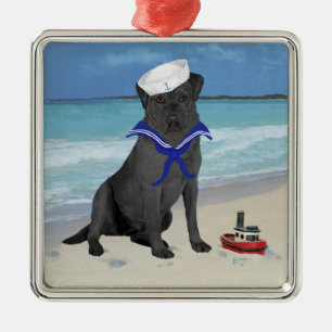 Zwarte Labrador Retriever Zeiler Metalen Ornament