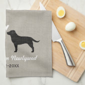 Zwarte labrador Retrievers met aangepaste tekst vo Theedoek (Quarter Fold)