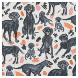 ZWARTE LABRADOR RETRIEVERT Waterverf Painterly Dog Stof