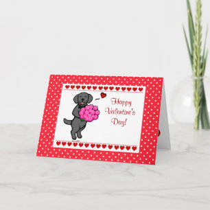 Zwarte Labrador & Rozen Valentijn Feestdagen Kaart
