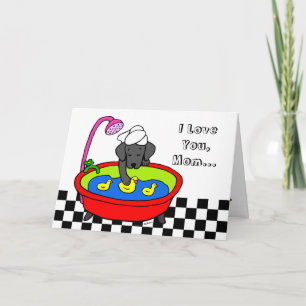Zwarte Labrador & Rubber Ducks Cartoon Kaart