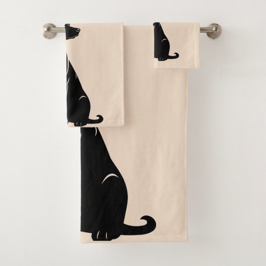 Zwarte labrador silhouet illustratie bad handdoek (Insitu)