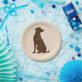 Zwarte labrador silhouet illustratie papieren bordje (Feest)