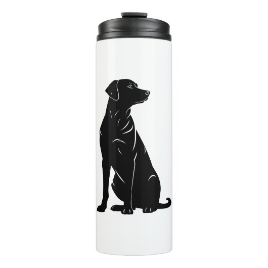 Zwarte labrador silhouet illustratie thermosbeker (Voorkant)