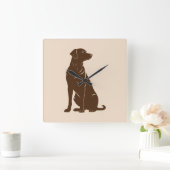 Zwarte labrador silhouet illustratie vierkante klok (Huis)