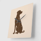 Zwarte labrador silhouet illustratie vierkante klok (Hoek)