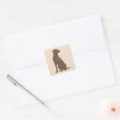 Zwarte labrador silhouet illustratie vierkante sticker (Envelop)