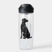 Zwarte labrador silhouet illustratie waterfles (Achterkant)