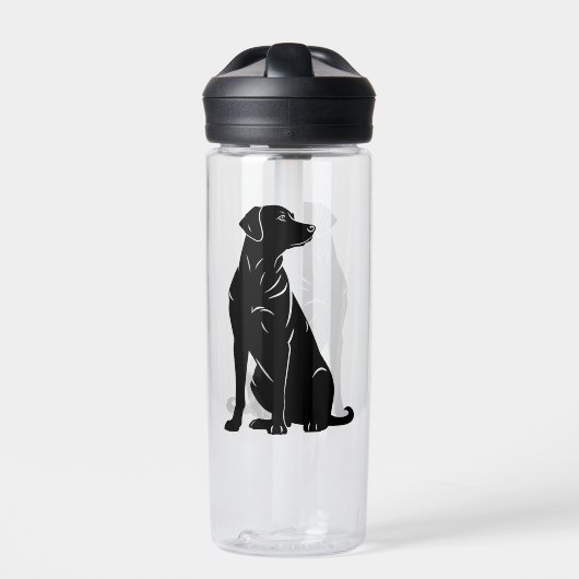 Zwarte labrador silhouet illustratie waterfles (Voorkant)
