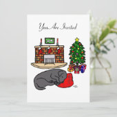 Zwarte labrador Slaapende Kerstfeest Kaart (Staand voorkant)